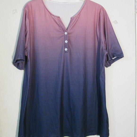 * Unbranded Purple Burnout Blouse XL Henley Buttons - Picture 1 of 4